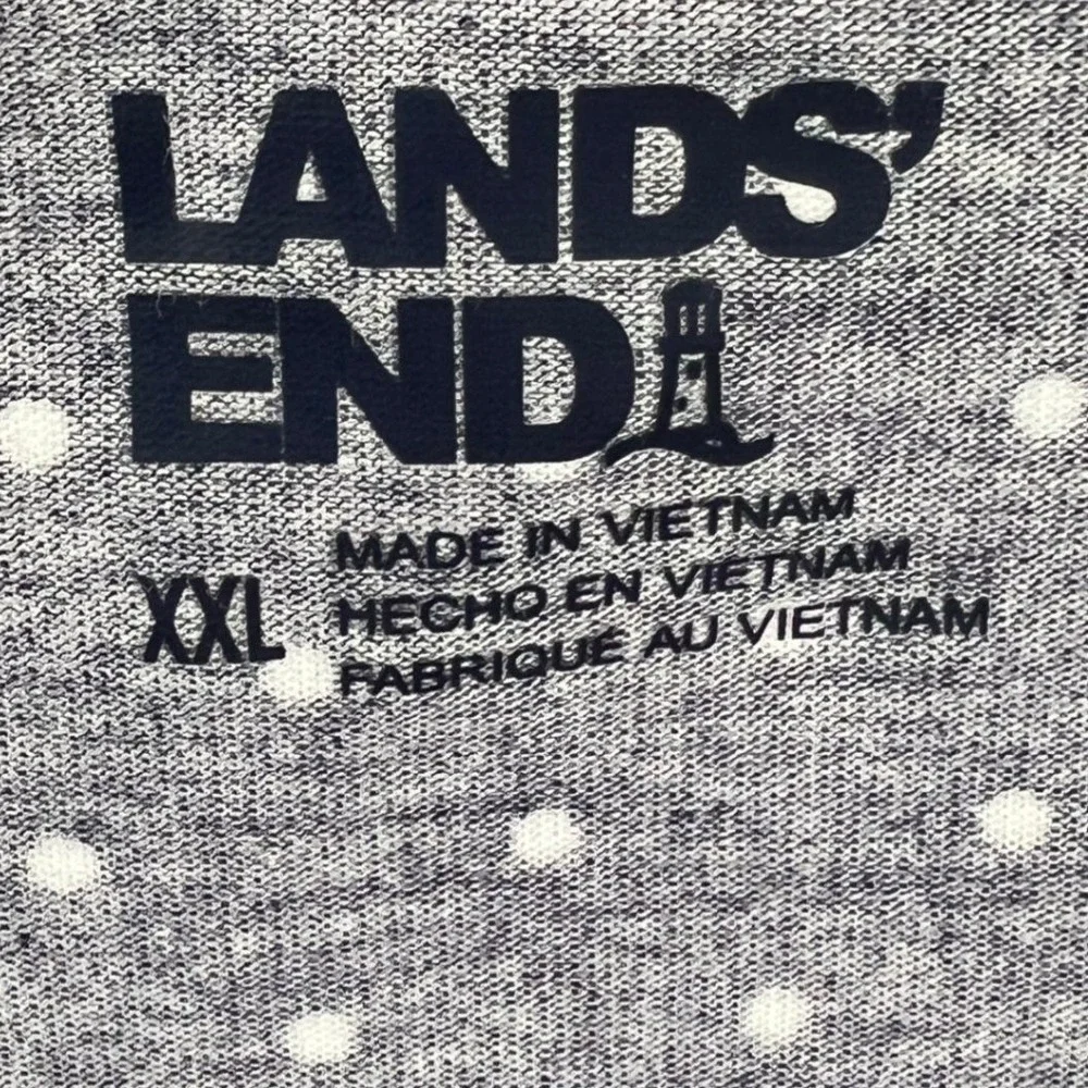 Lands End Womens Top XXL Navy Polka Dot Button Front Casual Everyday Soft